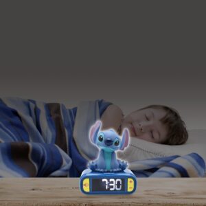 Lexibook, Disney Stitch, Stitch Nightlight Alarm Clock, Sounds and Melodies, LCD Backlit Screen, Luminous, Snooze, Blue, RL800D