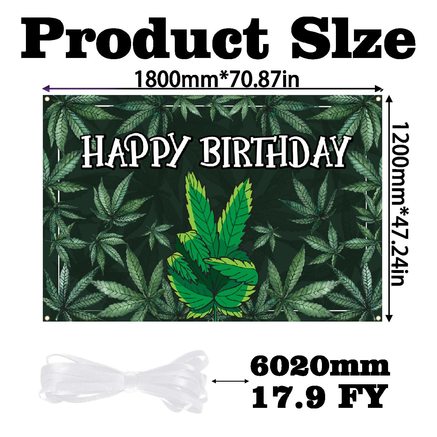 Happy Birthday Backdrop Banner Cool Green Plant Leaves Flag Favors Wall Hanging Decor Natural Plants Grass Jungle Theme Birthday Party Photo Photography Prop Booth Background 70.9x47.2in-BECKTEN