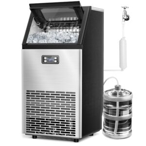 joy pebble v2.0 commercial ice machine,100 lbs /24h, self cleaning ice maker,under counter ice machines with 24 hour timer,ice thickness control,stainless steel ice makers for school,home,bar,rv