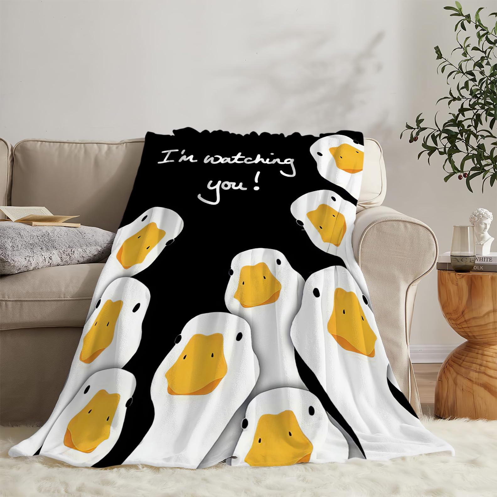 Funny Duck Blanket Duck Throw Blanket Duck Stuff Gifts for Girls Boys Kids Lovers Adults Woman Man Warm Soft Comfort Plush Fleece Flannel Blanket Decor for Couch Sofa Bed 40"x50"