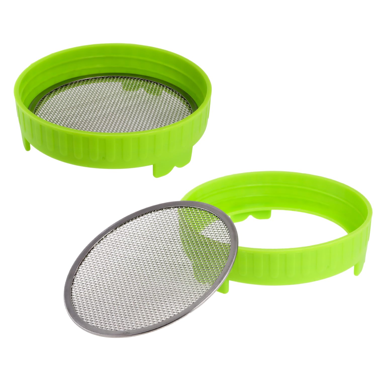 Sprouting Kit for Homegrown Alfalfa & Bean Sprouts - 2 Mesh Lids for Mason Jars Allow Draining