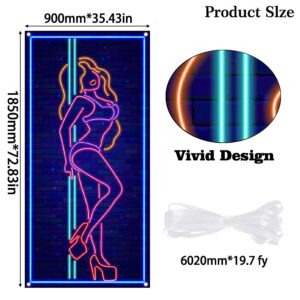 Neon Pole Dance Backdrop Hot Show Hot Sexy Girl Banner Bridal Shower Wedding Night Bachelorette Party Front Door Decor Girls Women Birthday Party Photo Photography Prop Background 35.4x72.8in-BECKTEN