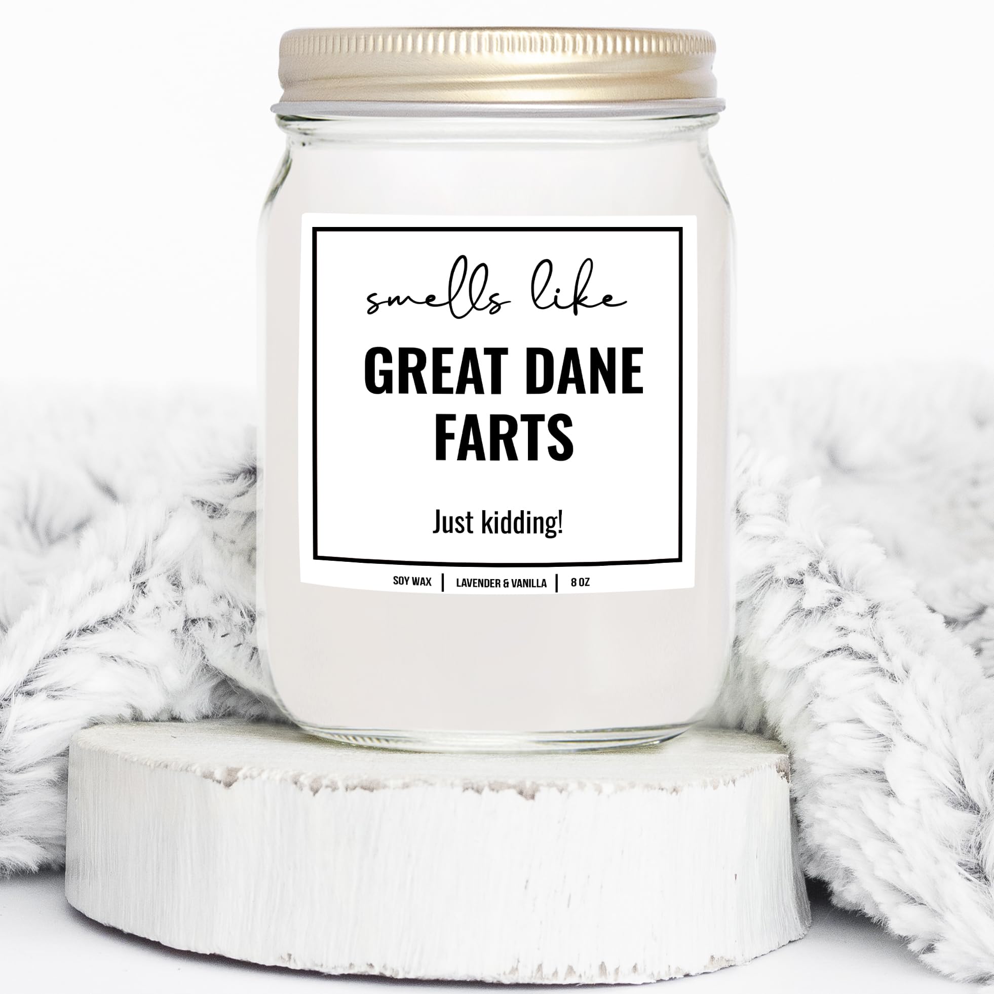 YouNique Designs Smells Like Great Dane Farts Candle 8 oz - Great Dane Gifts for Great Dane Lovers - Great Dane Gifts for Owners Dog Farts Candle - Funny Great Dane Mom Gifts (Lavender & Vanilla)