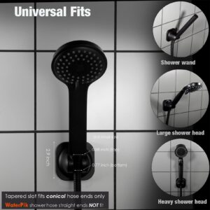 Handheld Shower Head Holder - 5 Positions Adjustable - Slide to Fit - Adhesive Mount with Screw Option, Bathroom Wall Mount Shower Hose Holder (Matte Black)