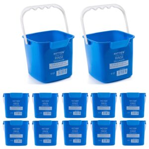 matthew detergent&sanitizing cleaning bucket 6 quart plastic pail,set of 12 square containers,built-in spout w/handle,wash rinse sanitize handwash bucket for home office commercial restaurant (blue)