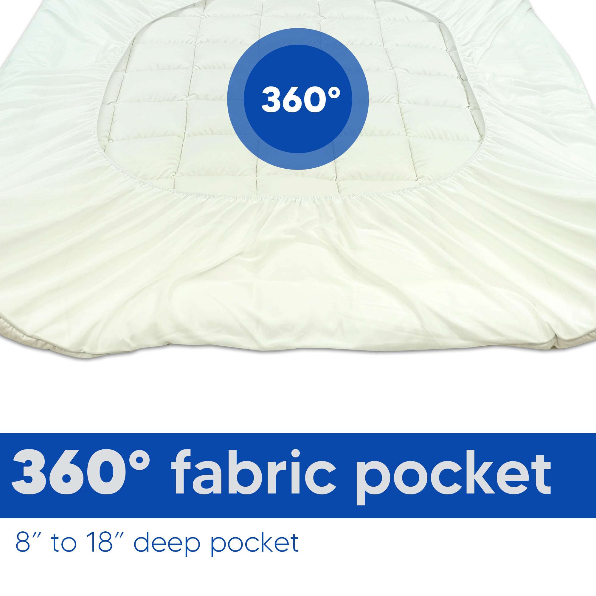 Nutan 3-Inch Quilted Cotton & Fluffy Mattress Topper, Cooling, Soft, Deep Pocket, Queen, White