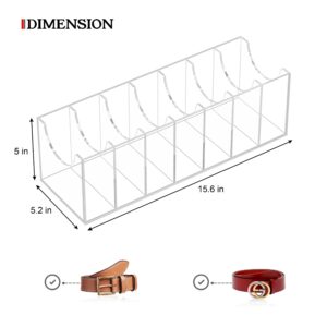 Acrylic Belt Organizer for Closet - 7 Compartments Transparent Storage Holder | Display Case for Makeup, Jewelry, Watches, Bow Tie, & Bracelets | Multipurpose Clear Containers & Versatile Design