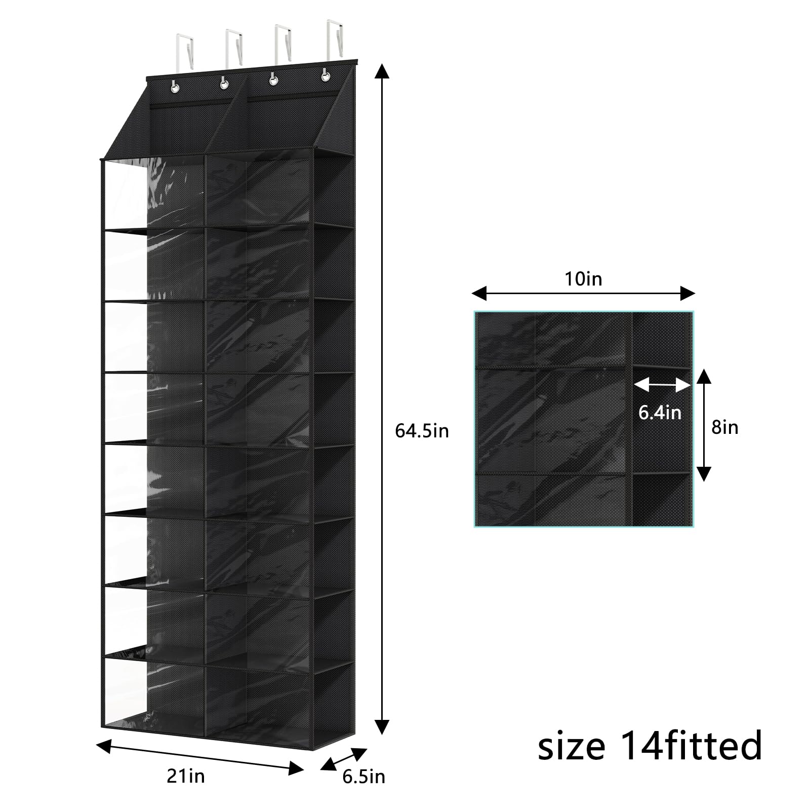 Fixwal Over The Door Shoe Rack for Door Fit 16 Pairs Dustproof Over The Door Shoe Organizer Hanging for Closet Storage