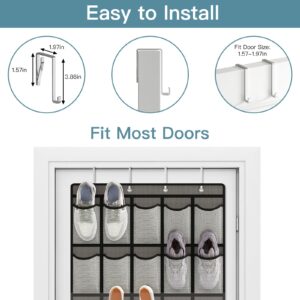 Fixwal Over The Door Shoe Organizers 40 Mesh Pockets Hanging Shoe Organizer Shoe Rack For Closet Entryway Bedroom Bathroom Pantry Shoe Holder, Men Sneakers, Women High Heeled Shoes, Flip Flops (Grey)