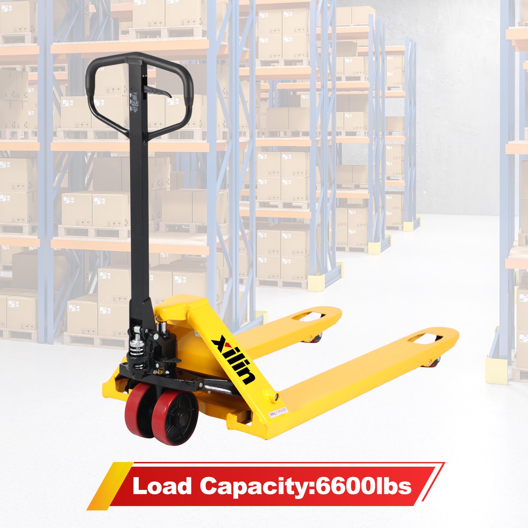 Xilin Pallet Truck, Manual Pallet Jack Truck 6600lbs Capacity Pallet Truck 27" Wx48 L Forks Standard Pallet Jack Truck