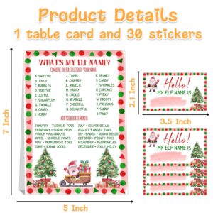 What's Your ELF Name Game, with 1 ELF Themed Sign and 30 Name Stickers, Christmas Party Game,Birthday Party Activities for Adults and Kids,Activity Game for Class Graduation