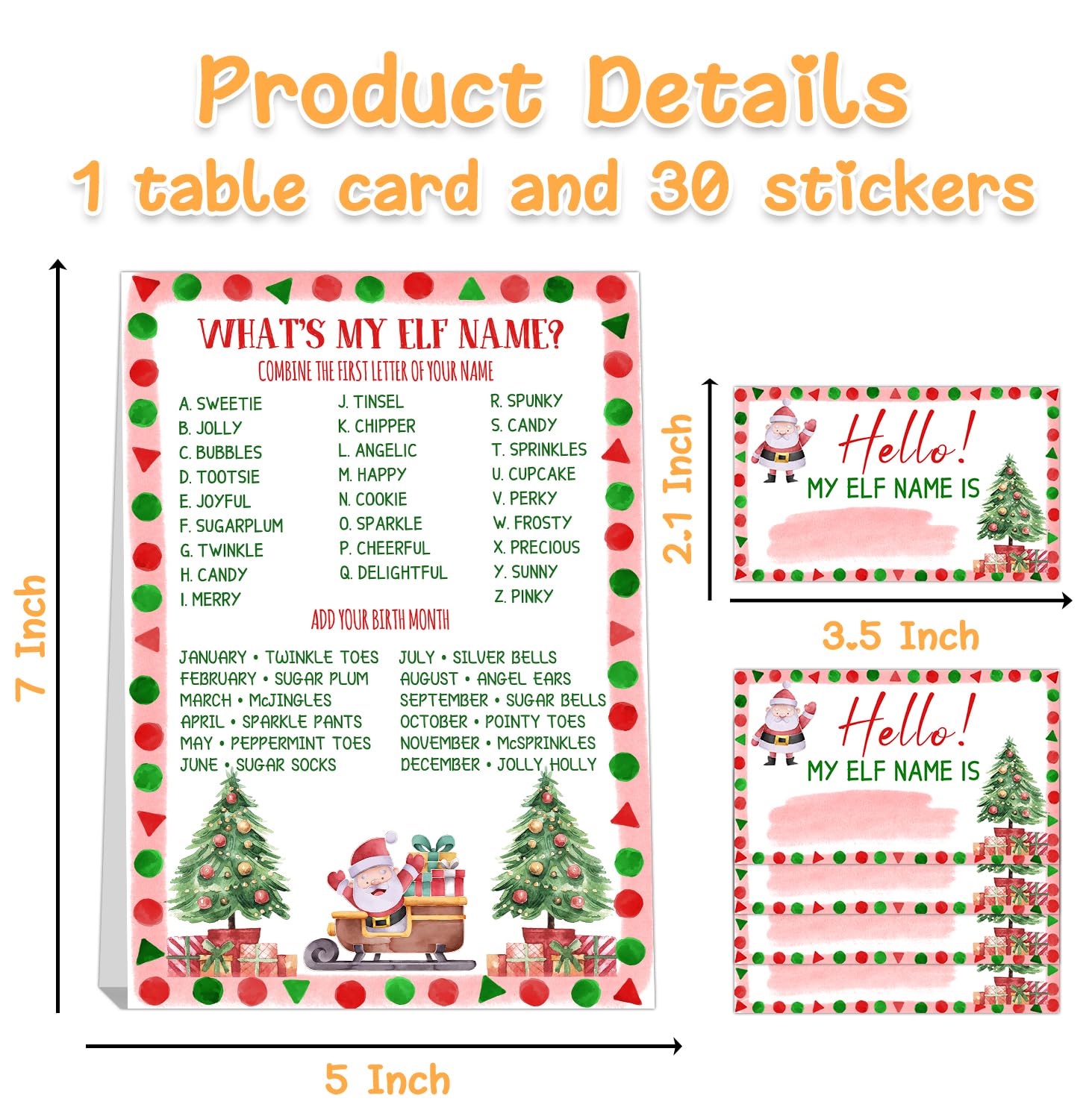 What's Your ELF Name Game, with 1 ELF Themed Sign and 30 Name Stickers, Christmas Party Game,Birthday Party Activities for Adults and Kids,Activity Game for Class Graduation