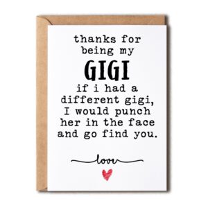 ntvshop thank you card - for being my gigi card - funny birthday card - humorous gigi christmas keepsake - gift for her