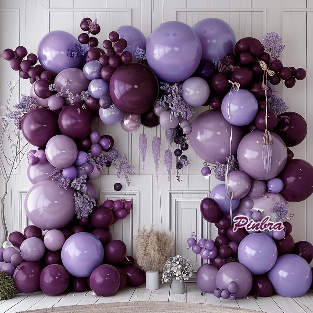 Burgundy Balloons Double Stuffed Dark Purple Balloon Garland Plum Balloons Different Sizes Maroon Mauve Magenta Balloon Arch Kit For Birthday Bridal Shower Wedding Anniversary Party Decorations