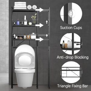 purplemaple Over-The-Toilet Storage Rack,3-Tier Bathroom Organizer Adjustable Shelf Over Toilet,Freestanding Space Saver Bathroom Shelves Above Toilet for Bathroom/Restroom/Laundry