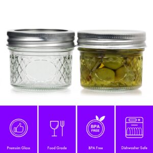 Mini Mason Jars, 8 Pack 4oz Glass Mason Jar with Regular Lids, Small Canning Jar, Ideal for Jelly, Jam, Honey, Dessert, Spice, Wedding Favor, Candles