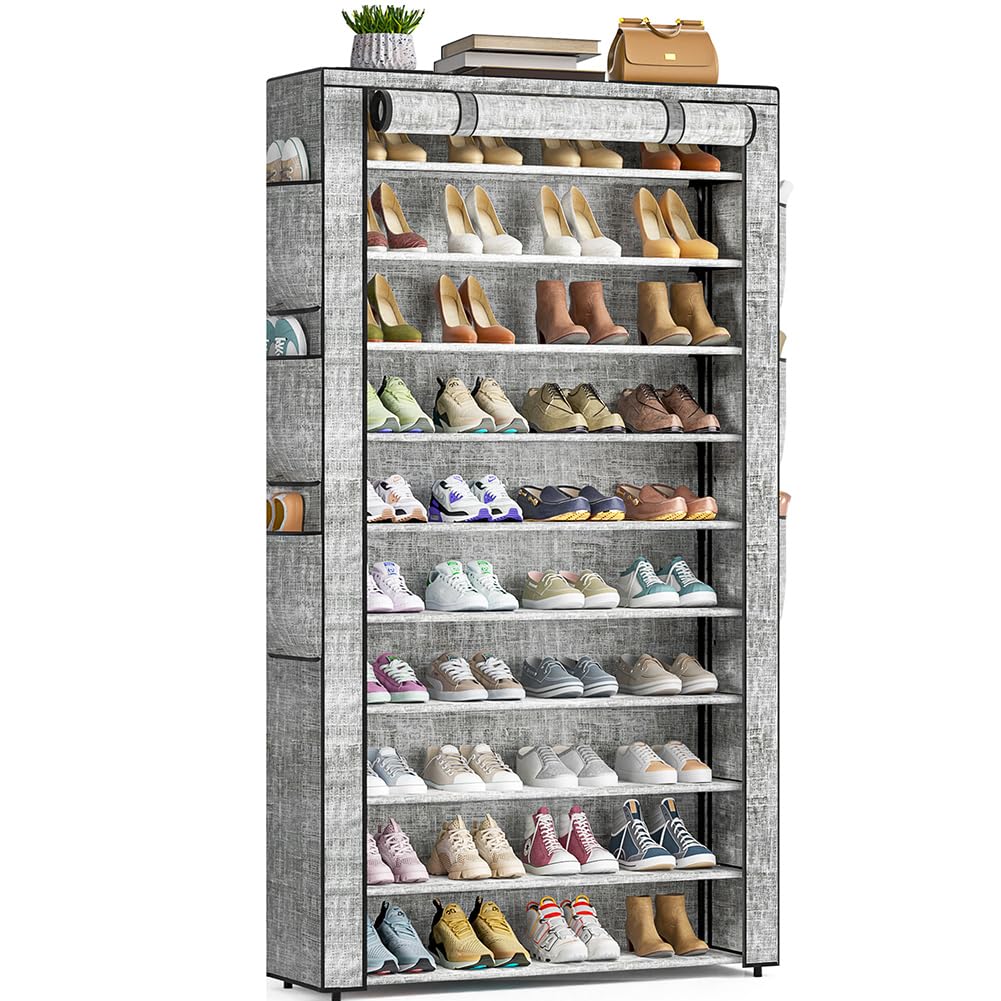 OYREL Shoe Rack 10Tier Large Capacity 50-56Pairs Beautiful Tall Shoe Shelf Free Standing Storage Cabinet Entryway Closet