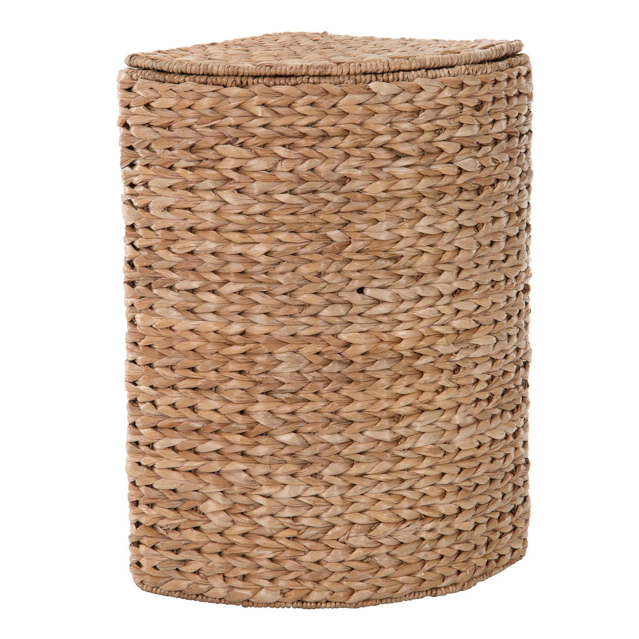 Pie-Shaped Sea Grass Laundry Basket with Removable Liner and Lid - Coastal, Natural Decor Style - Pie Shape Fits in Corner for Easy Storage - 27 in. height - from Kouboo