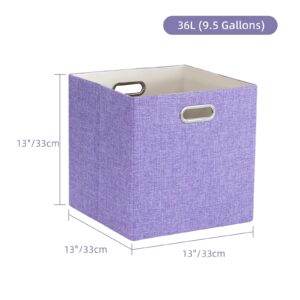 ORGMASTER Foldable Cube Storage Bin Organizing Baskets Cubby Boxes Fabric Storage Cubes Organizer Bins with Handles for Organization Shelf Closet, 13"x13"x13", Pack of 4, Purple