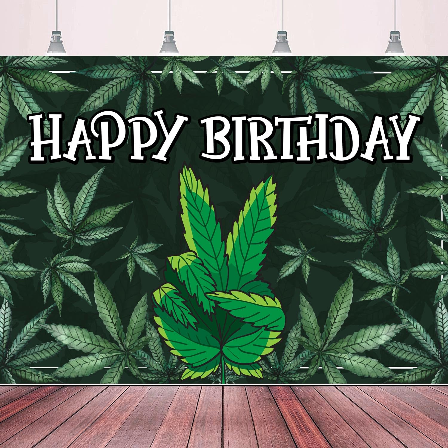 Happy Birthday Backdrop Banner Cool Green Plant Leaves Flag Favors Wall Hanging Decor Natural Plants Grass Jungle Theme Birthday Party Photo Photography Prop Booth Background 70.9x47.2in-BECKTEN