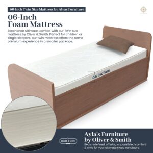 Aylas Furniture Twin Bed Mattress 6 Inch Twin Foam Mattress High Density Reflex Support Layer & Visco-Elastic Comfort Foam with Premium Polyester Cover Eco-Friendly Breathable Firm Twin Mattress