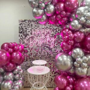 Hot Pink Silver Balloons Chrome Metallic Party Balloon Kit Arch For Party Decoration Baby Shower Wedding Holiday