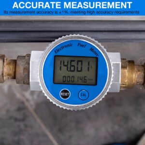 Copkim 2 Pcs Digital Turbine Flow Meter 1 in NPT Thread Water Flow Meter Electronic Fuel Meter Gas Oil Fuel Flowmeter, IPX7 Waterproof, Accuracy LCD Display Flow Meter for Diesel Kerosene Gasoline