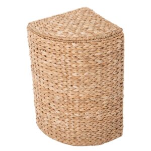 pie-shaped sea grass laundry basket with removable liner and lid - coastal, natural decor style - pie shape fits in corner for easy storage - 27 in. height - from kouboo