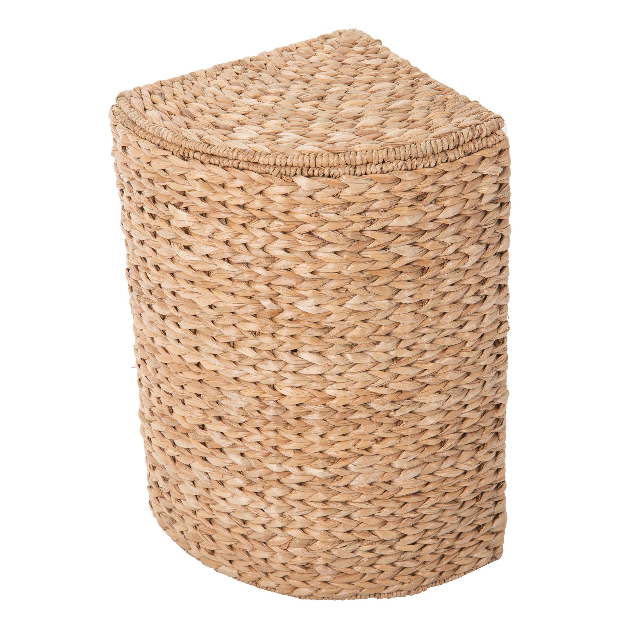 Pie-Shaped Sea Grass Laundry Basket with Removable Liner and Lid - Coastal, Natural Decor Style - Pie Shape Fits in Corner for Easy Storage - 27 in. height - from Kouboo