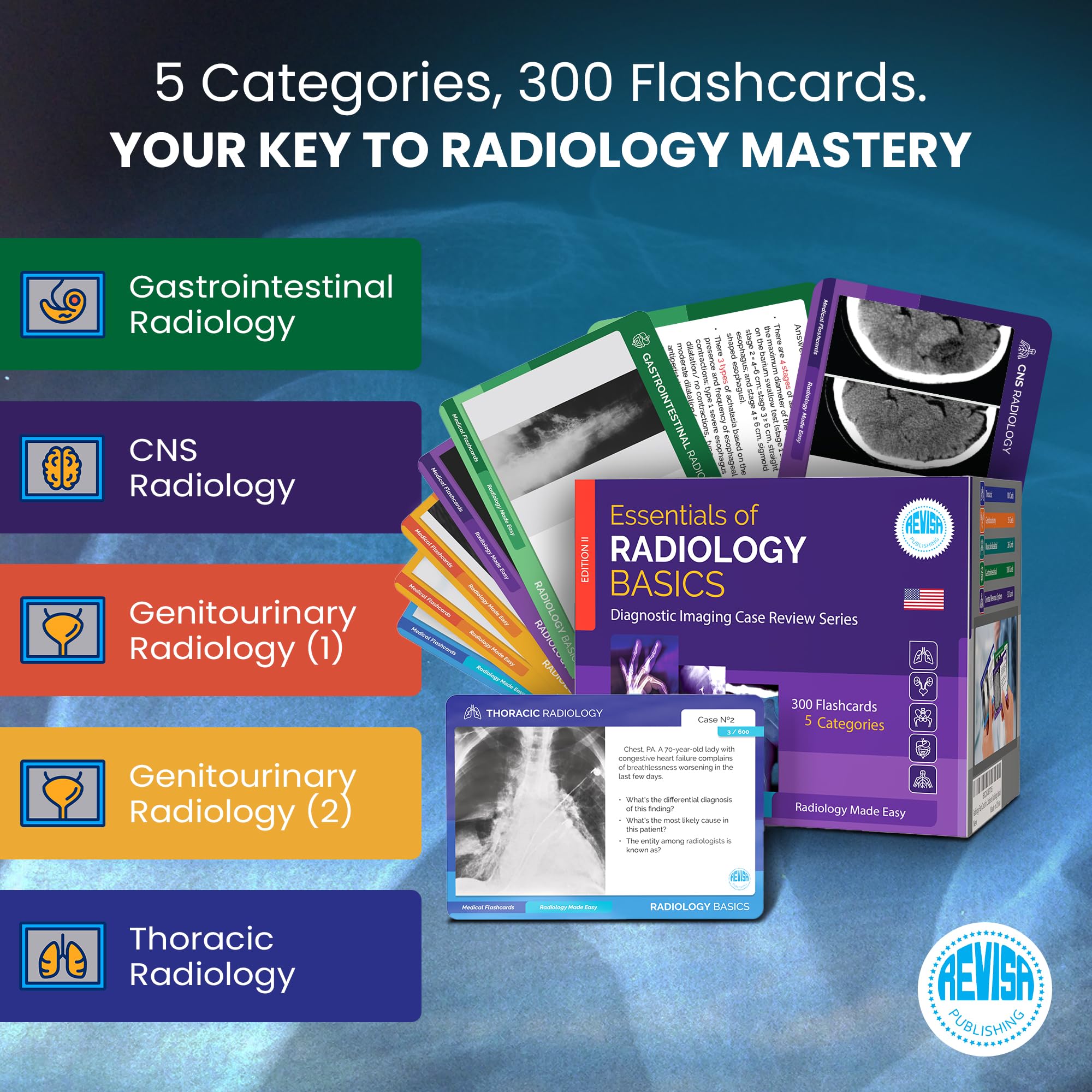 Revisa Radiology Prep Flashcards – 300pcs Radiology Test Prep Flashcards with ACR References - Essentials of Radiology Basics. Diagnostic Case Review Series - Radiology Tech Student Essentials