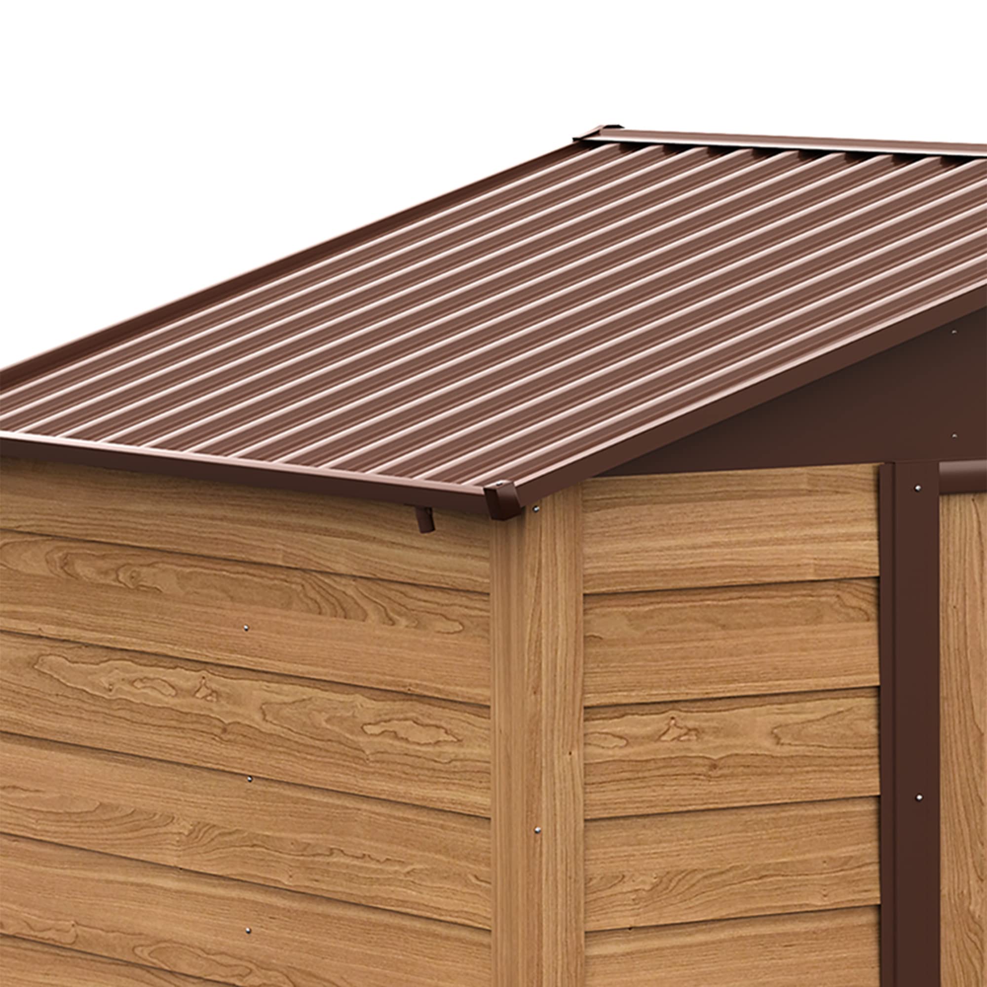 Outsunny 8' x 6' Outdoor Storage Shed, Garden Tool House with Foundation Kit, 4 Vents and 2 Easy Sliding Doors for Backyard, Patio, Garage, Lawn, Brown