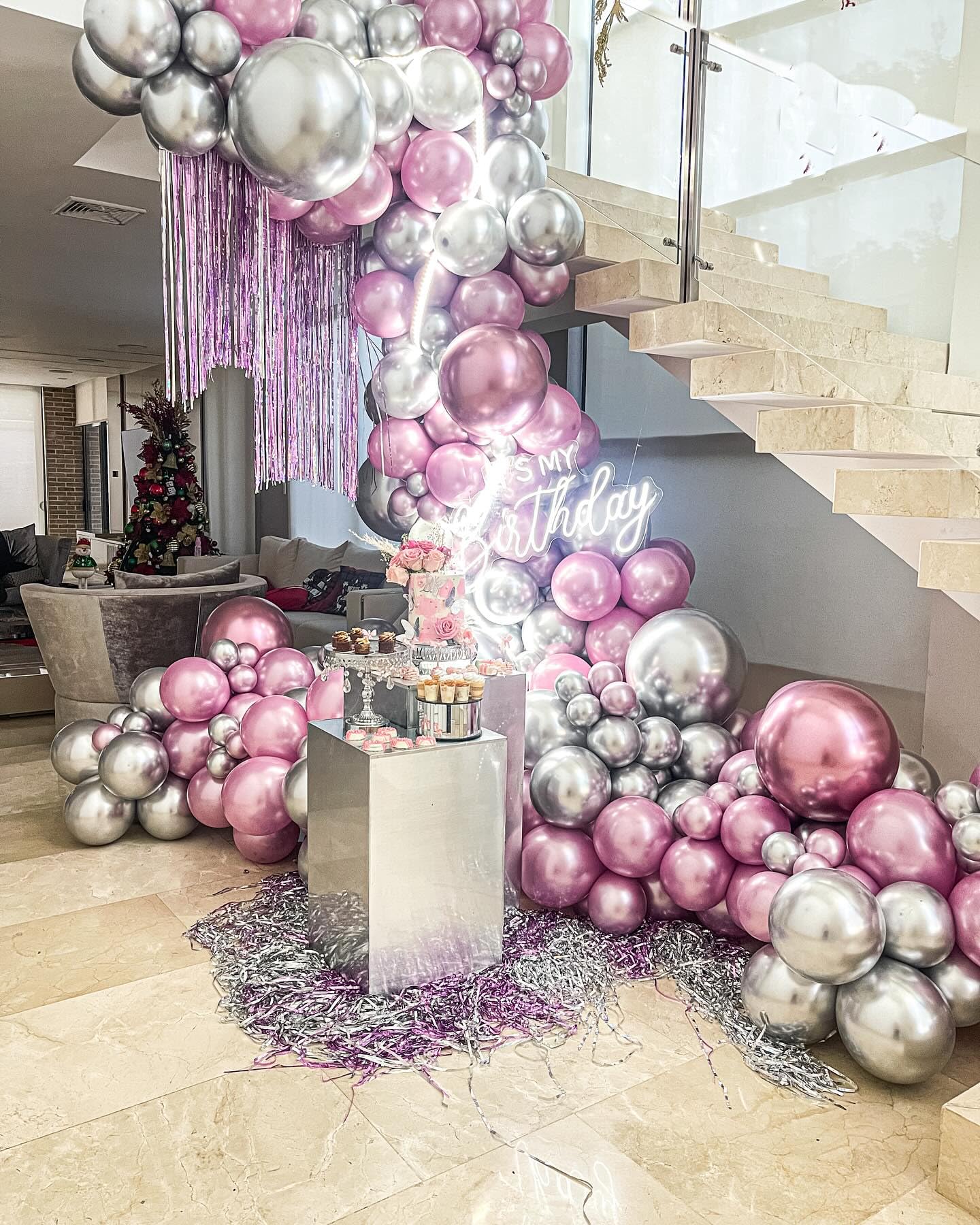 Hot Pink Silver Balloons Chrome Metallic Party Balloon Kit Arch For Party Decoration Baby Shower Wedding Holiday