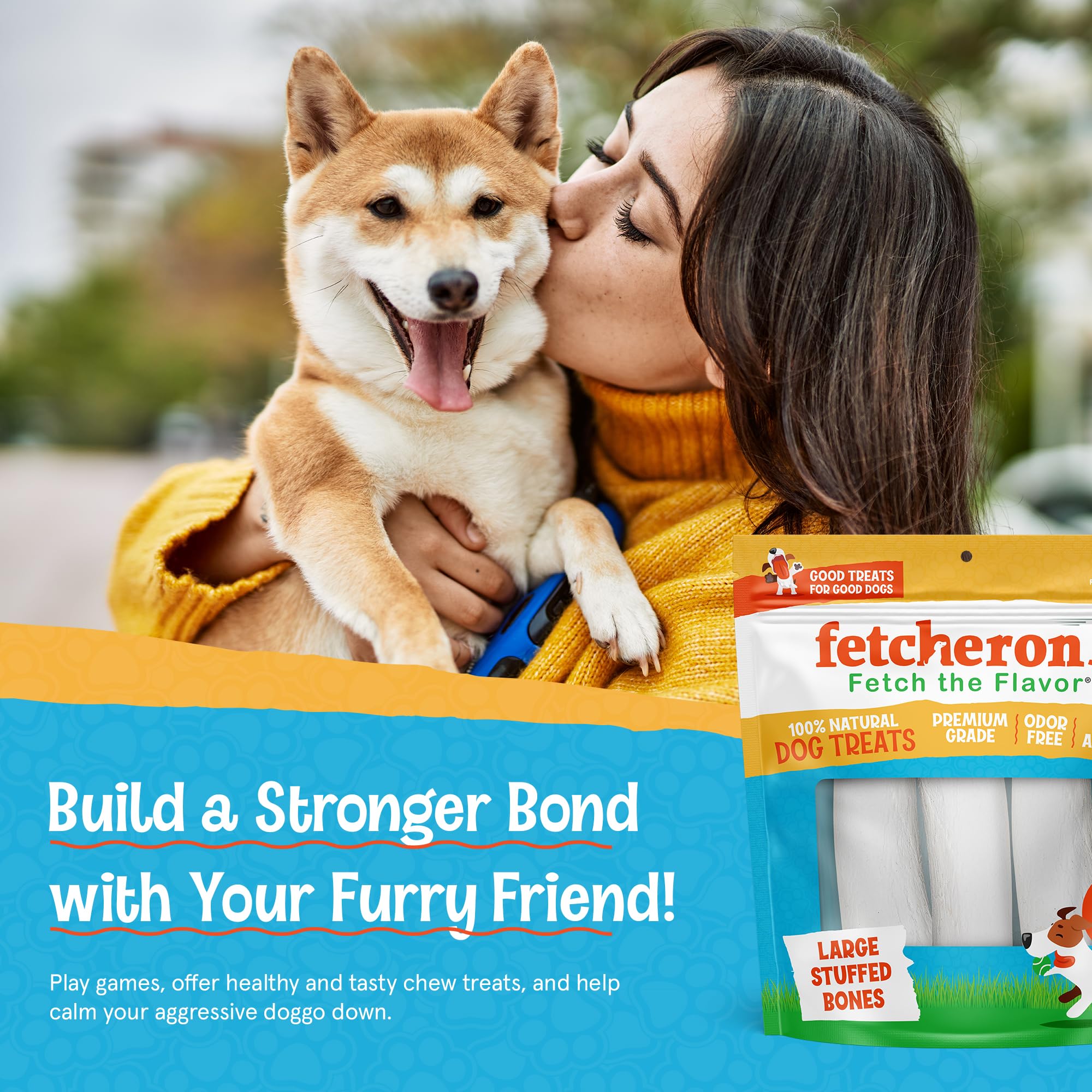 FETCHERONI Variety Pack Stuffed Dog Bones (Flavors: Bacon & Cheese, Peanut Butter, and Beef) - 3-4 Inch Long Dog Treats - Natural Stuffed Dental Dog Bone Treats for Dogs - 5 Pack