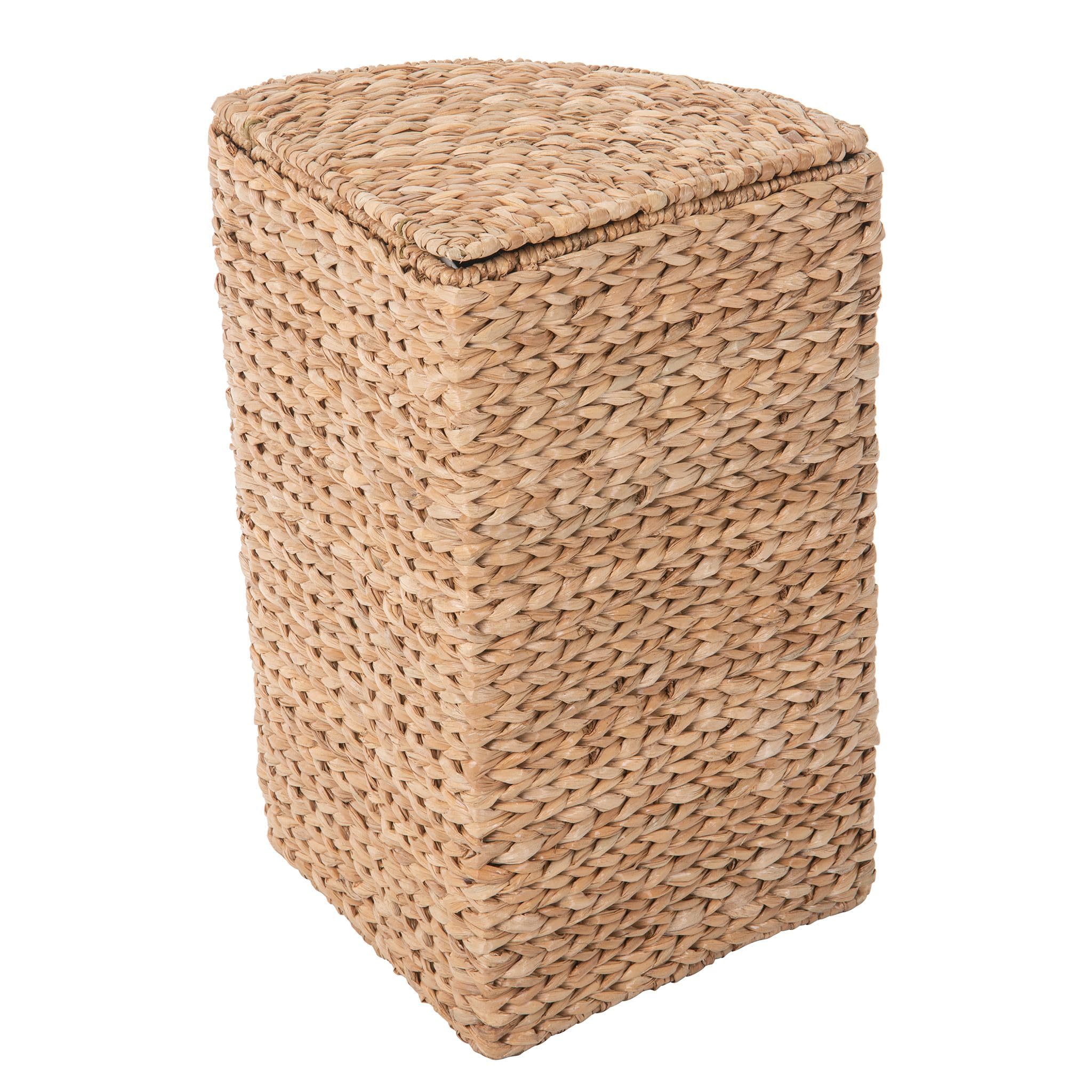 Pie-Shaped Sea Grass Laundry Basket with Removable Liner and Lid - Coastal, Natural Decor Style - Pie Shape Fits in Corner for Easy Storage - 27 in. height - from Kouboo