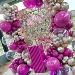 Hot Pink Silver Balloons Chrome Metallic Party Balloon Kit Arch For Party Decoration Baby Shower Wedding Holiday