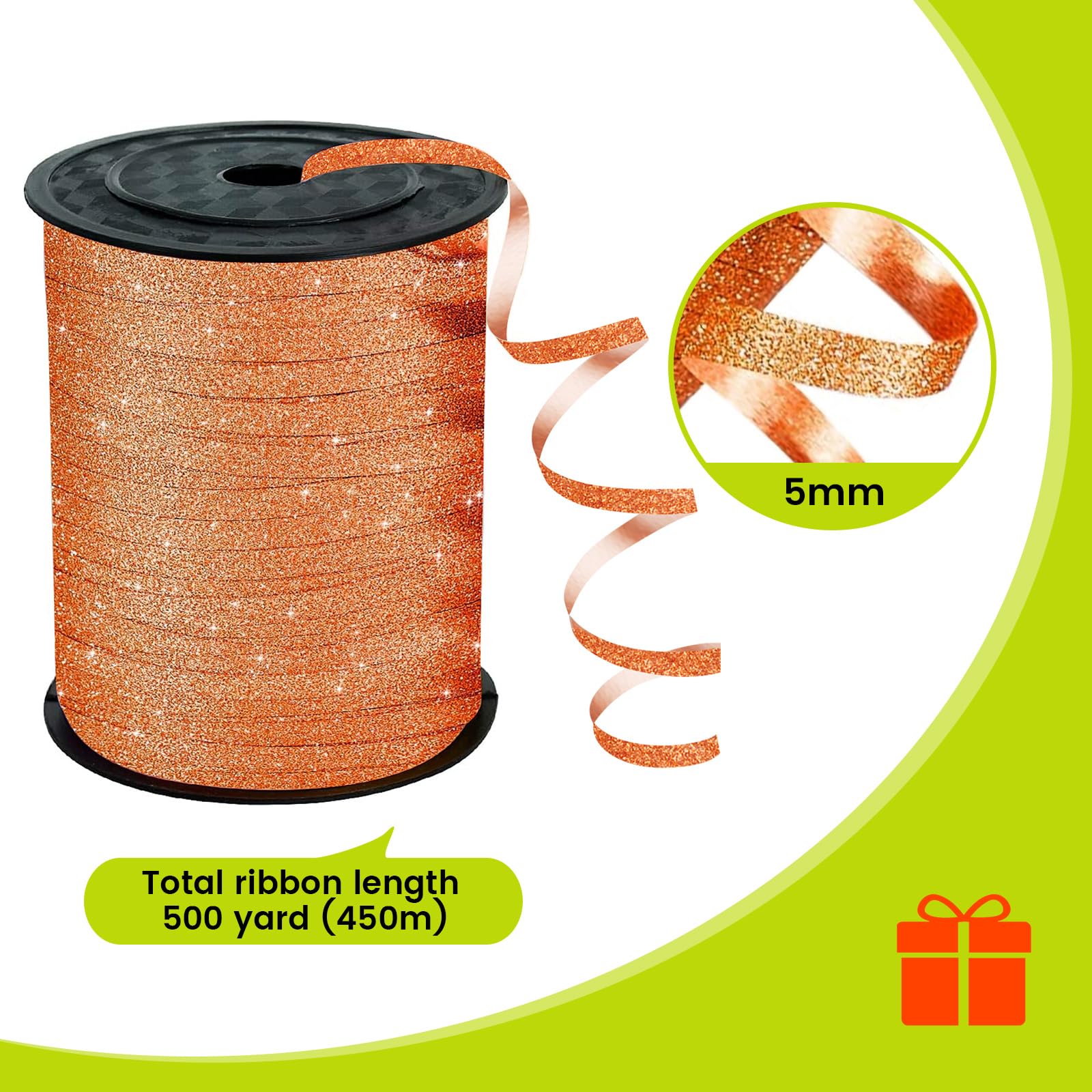 YOYOWY 500 Yard Orange Curling Ribbon for Gift Wrapping, Balloon String Ribbons for Crafts and Flower Bouquet, Christmas Gift Wrap Ribbon (Orange)