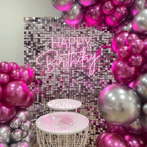 Hot Pink Silver Balloons Chrome Metallic Party Balloon Kit Arch For Party Decoration Baby Shower Wedding Holiday