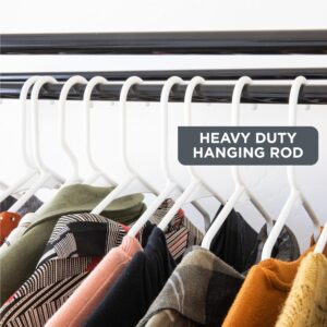 HOLDN’ STORAGE Portable Wardrobe Closet, Large - Premium Heavy Duty Metal Hanging Rod with Dark Gray Cover- 50 Lb. Weight Capacity- Super Easy Assembly, No Tools Required