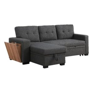 pemberly row fabric reversible side compartment sectional sofa bed - dark gray