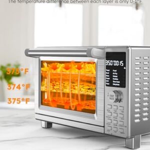 Nuwave Bravo Pro Smart Toaster Oven Countertop, True Air Fryer Combo w/Improved 100% Convection, 35% Crispier, 112 Presets, Customizable Pizza Zones, Integrated Probe, PFAS Free, 30QT, Stainless Steel