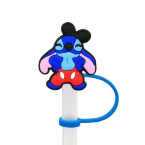 Cartoon Stitch Straw Covers Cap Toppers Compatible with Stanley 30&40 oz Tumbler Cups,Reusable Cute Silicone Straw Tips Lids Protectors for 0.4 in/10mm Stanley Cups Accessories 1794-01-08