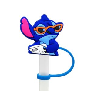 Cartoon Stitch Straw Covers Cap Toppers Compatible with Stanley 30&40 oz Tumbler Cups,Reusable Cute Silicone Straw Tips Lids Protectors for 0.4 in/10mm Stanley Cups Accessories 1794-01-08