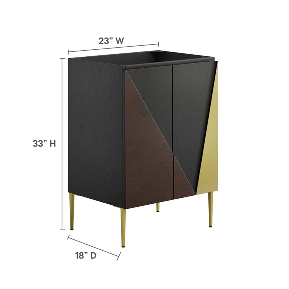 Modway EEI-6142-BLK-GLD Alchemist 24" Bathroom Vanity Cabinet (Sink Basin Not Included), Black Gold