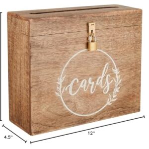 Eximious India Wedding Card Box with Card Slit and Lock 12"X10"X4.5"- Gift Wishing Well Card Box for Weddings, Receptions, Birthdays, Graduations, Baby Showers, Honeymoon Funds WBKH (Burnt)