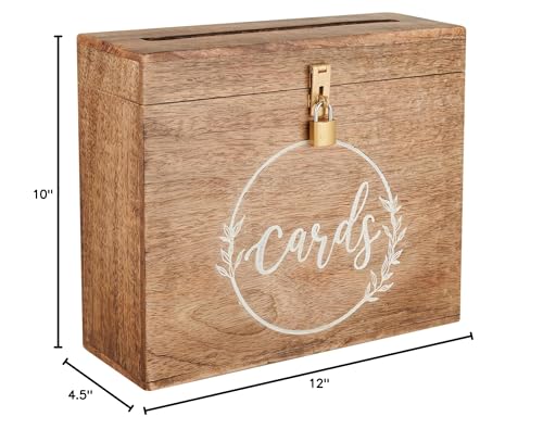 Eximious India Wedding Card Box with Card Slit and Lock 12"X10"X4.5"- Gift Wishing Well Card Box for Weddings, Receptions, Birthdays, Graduations, Baby Showers, Honeymoon Funds WBKH (Burnt)