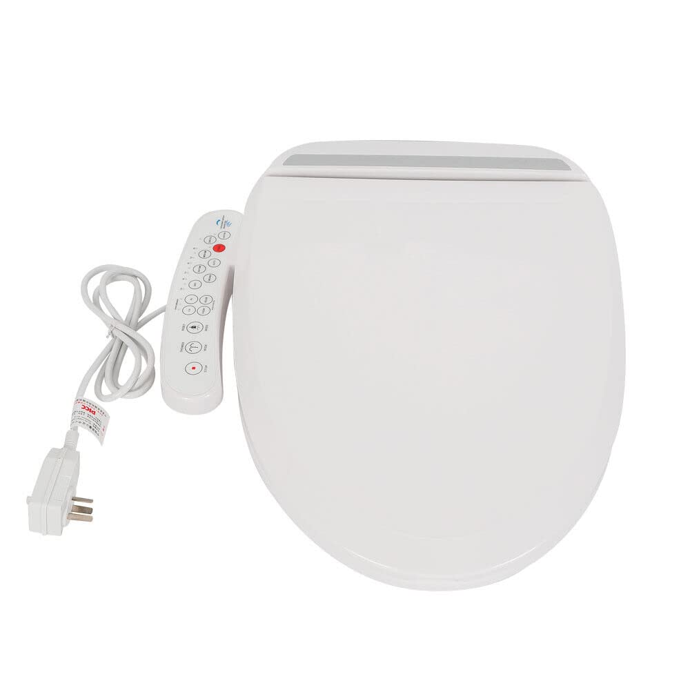 Automatic Bidet Toilet Seat, 110V Round Electric Heated Bidet Toilet Seat with Massage, Night Light and Self-Cleaning Funtion, Built-In Heater Smart Warm Water Toilet Seat for Existing Toilets