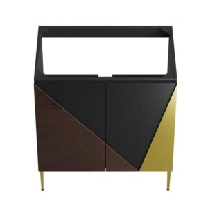 Modway EEI-6143-BLK-GLD Alchemist 30" Bathroom Vanity Cabinet (Sink Basin Not Included), Black Gold