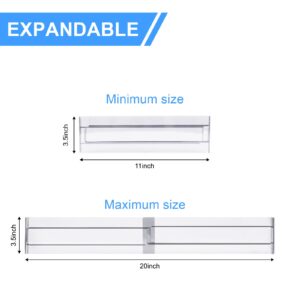 Voittozege 18 Pack Clear Drawer Dividers,Adjustable 3.5" High Expandable from 11-20" Acrylic Dresser Drawers Dividers, Clear Plastic Drawers Separators for Bedroom, Bathroom, Closet,Clothing, Office