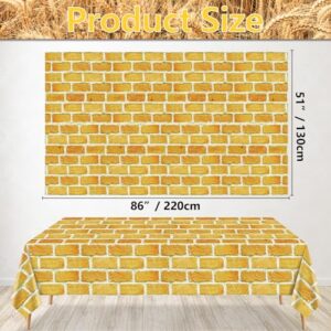 4Pcs Yellow Brick Tablecloths Brick Wall Table Covers Rectangular Brick Backdrop Decoration for Kitchen Halloween Thanksgiving Wizard Princess Holiday Party Supplies, 51 x 86.6 Inch (Yellow Brick)