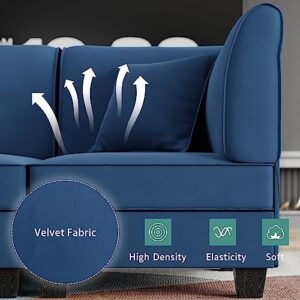 Shintenchi Reversible Modular Sectional Sofa Set, Convertible Oversized U Shaped Sofa Couch with Ottomans, Velvet Sleeper Couch with Chaise L Shaped Couches for Living Room Navy Blue